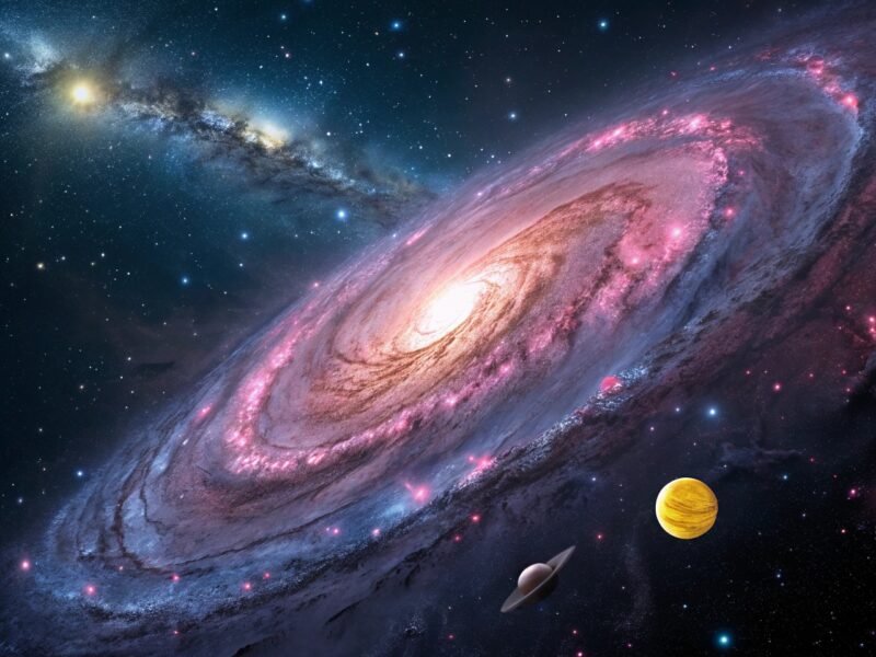 Illustrationer af himmellegemer og kosmiske scener
